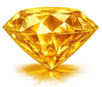 Natural yellow sapphire gemstone round cut bright yellow color isolated transparent background Jupiter stone